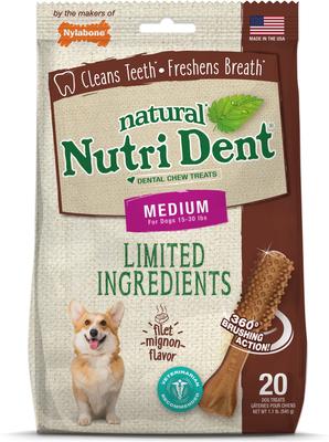 Nutri Dent Natural Dental Fresh Breath Flavored Chew Treat, Medium, 40 count