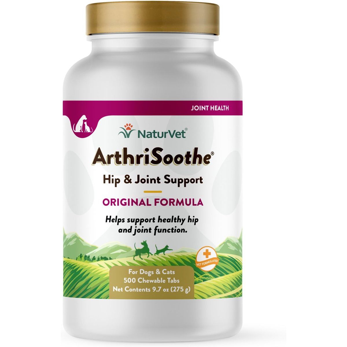 NaturVet ArthiSoothe, 500 tabletas, fotografía de la presentación comercial