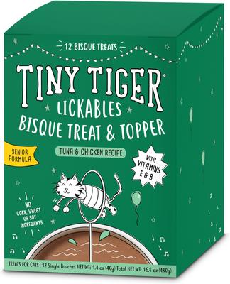Bundle: Tiny Tiger Pate Beef & Poultry Variety Pack Canned Food + Lickables Senior Formula Tuna & Chicken Recipe Bisque Cat Treat & Topper