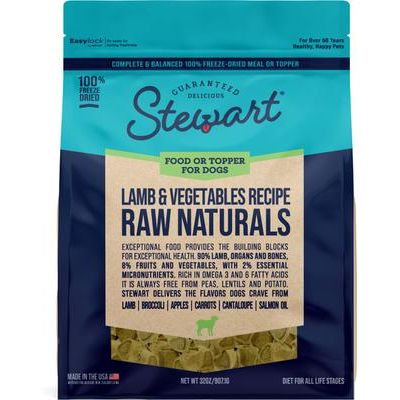 Alimento liofilizado para perros Raw Naturals con sabor a cordero, ingredientes limitados, bolsa de 32 oz