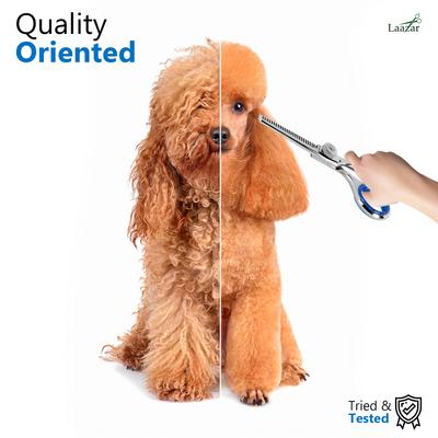 Professional Dog Grooming Thinning Shears, 4.5-in, Silver/Blue