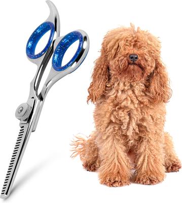 Professional Dog Grooming Thinning Shears, 4.5-in, Silver/Blue