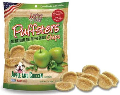 Galletas crujientes para perros Puffsters de manzana y pollo, bolsa de 4 oz
