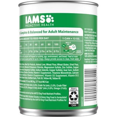 Alimento húmedo enlatado para perros Proactive Health Chicken Chunks in Gravy, lata de 13 oz, caja de 12