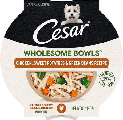 Wholesome Bowls - Alimento húmedo para perros con pollo, batata y judías verdes, bandeja de 3 oz, paquete de 20