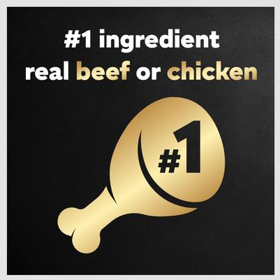 Paquete: Pan de carne César clásico en salsa, filete miñón, pollo a la parrilla y bistec porterhouse, bandejas de comida variadas + guarnición de filete miñón y verduras de primavera. Alimento seco para perros.