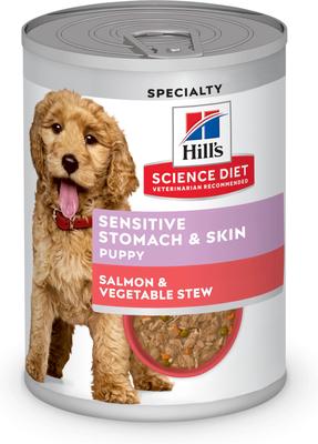 Puppy Sensitive Stomach & Sensitive Skin Salmon & Vegetable Stew Chunks in Gravy Wet Dog Food, 12.5-oz can, 12 count