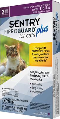 Tratamiento localizado FiproGuard contra pulgas y garrapatas para gatos de más de 1,5 lb, 3 dosis (suministro para 3 meses)