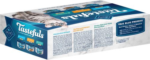 Bundle: Blue Buffalo Tastefuls Chicken, Turkey & Chicken & Ocean Fish & Tuna Entrées Variety Pack Pate + Tuna, Chicken, Fish & Shrimp Entrées Variety Pack Flaked Wet Cat Food