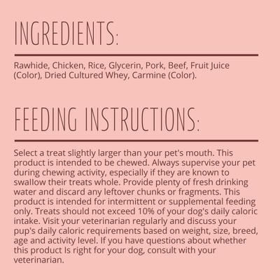 Triple Flavor Kabobs Pork, Beef, & Chicken Highly Digestible Rawhide Dog Treat Chews, 10 count