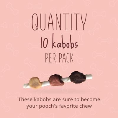 Triple Flavor Kabobs Pork, Beef, & Chicken Highly Digestible Rawhide Dog Treat Chews, 10 count