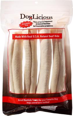 DogLicious 8" Beef Flavor Rolls Rawhide Dog Treats, 2 count