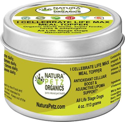 I CELLEBRATE LIFE MAX MEAL TOPPER- Antioxidant Cellular Boost + Adjunctive Lipoma Support* Dog Supplement, 4-oz jar