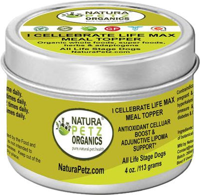 I CELLEBRATE LIFE MAX MEAL TOPPER- Antioxidant Cellular Boost + Adjunctive Lipoma Support* Dog Supplement, 4-oz jar