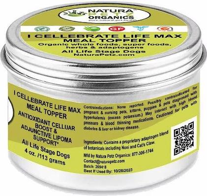 I CELLEBRATE LIFE MAX MEAL TOPPER- Antioxidant Cellular Boost + Adjunctive Lipoma Support* Dog Supplement, 4-oz jar