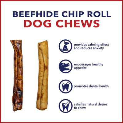 Beefhide Chip Rolls 5-inch Beef & Chicken Flavored Dehydrated Dog Hard Chews, 50 count