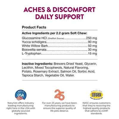 Aches & Discomfort Plus Glucosamine Soft Chews Joint Supplement for Dogs, 30 count
