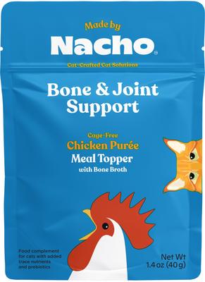 Made by Nacho Bone & Joint Support Cage-Free Chicken Puree with Bone Broth Wet Cat Food Topper, 1.4-oz pouch, case of 18