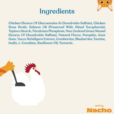 Made by Nacho Bone & Joint Support Cage-Free Chicken Puree with Bone Broth Wet Cat Food Topper, 1.4-oz pouch, case of 18