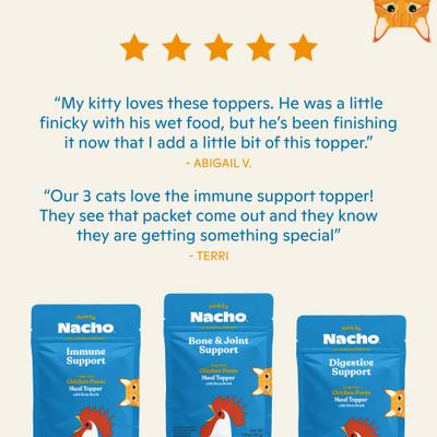 Made by Nacho Bone & Joint Support Cage-Free Chicken Puree with Bone Broth Wet Cat Food Topper, 1.4-oz pouch, case of 18