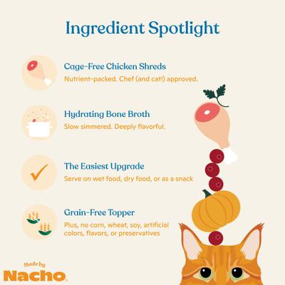 Made by Nacho Bone & Joint Support Cage-Free Chicken Puree with Bone Broth Wet Cat Food Topper, 1.4-oz pouch, case of 18