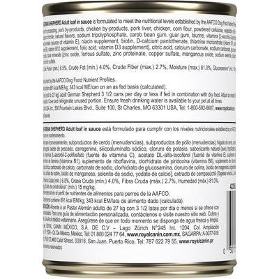 Alimento húmedo para perros adultos Breed Health Nutrition German Shepherd Loaf Pate, lata de 13.5 oz, caja de 24