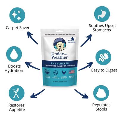 Alimento liofilizado para perros de arroz y pollo, bolsa de 6 oz, 3 unidades