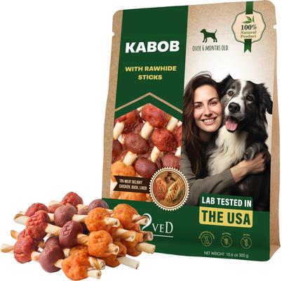 All Natural Pet Dried Snacks Human Grade Rawhide & Grain-Free Kabobs Chicken & Duck Dental Dog Treats, 10.6-oz bag