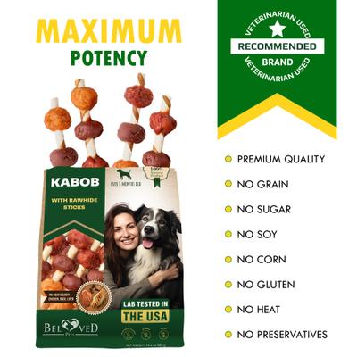 All Natural Pet Dried Snacks Human Grade Rawhide & Grain-Free Kabobs Chicken & Duck Dental Dog Treats, 10.6-oz bag