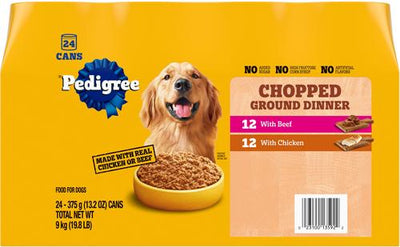 Chopped Ground Dinner with Chicken & Beef Adult Canned Wet Dog Food Variety Pack, 13.2-oz can, bundle of 48