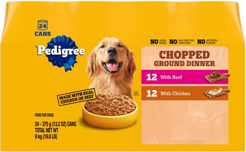 Chopped Ground Dinner with Chicken & Beef Adult Canned Wet Dog Food Variety Pack, 13.2-oz can, bundle of 48