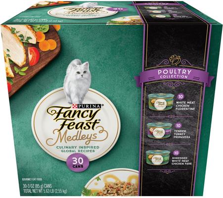 Medleys Poultry Collection with Garden Greens in Sauce Variety Pack Canned Cat Food, 3-oz can, case of 30