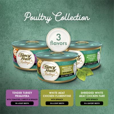 Medleys Poultry Collection with Garden Greens in Sauce Variety Pack Canned Cat Food, 3-oz can, case of 30