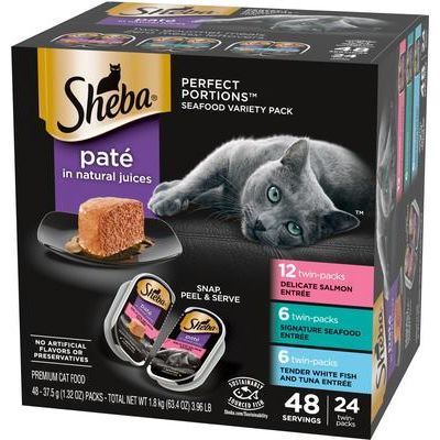 Comida húmeda para gatos Perfect Portions con pollo, ternera, pescado blanco y atún, paquete variado, sin cereales, 2.6 oz, caja de 36
