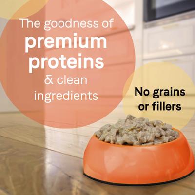 PURE Petite All Stages Small Breed Escalloped Style Dinner with Salmon & Shrimp Wet Dog Food Trays, 3.5-oz, case of 12