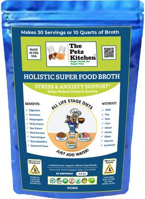Holistic Super Food Broth Anxiety Support Beef Flavor Concentrate Powder Dog & Cat Supplement, 4.5-oz bag