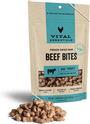 Bundle: Variety Pack - Vital Essentials Beef Nibs Freeze-Dried Raw Dog Treats, Beef Liver & Beef Tripe Flavors