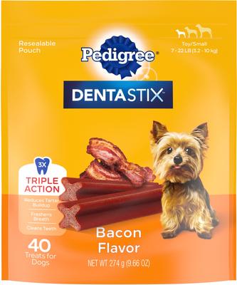Dentastix Bacon Flavor Dental Treats for Toy & Small Dogs, 9.6-oz pouch, 40 count