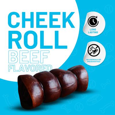 5-6" Beef Cheek Roll Beef Flavored Hard Chew Dog Treats, 4 Count