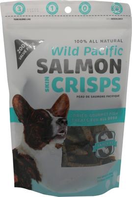 Wild Pacific Salmon Skin Crisps High-Protein Grain-Free Air-Dried Dog Treats, 7-oz bag