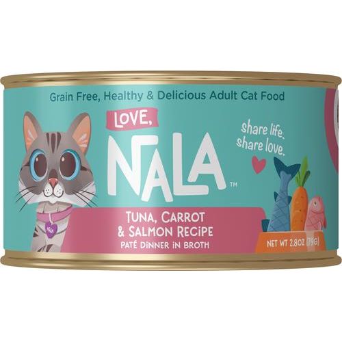 Paté de pollo con zanahoria y calabaza en caldo, alimento húmedo sin cereales para gatos adultos, lata de 75 g, caja de 12