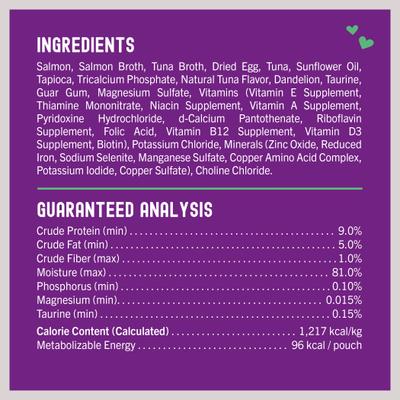 Comida para gatos Carnivore Cravings Morsels'N'Gravy con receta de salmón y atún, bolsa de 2.8 oz, caja de 12