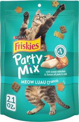 Golosinas crujientes para gatos Party Mix Meow Luau Crunch, bolsa de 2.1 oz