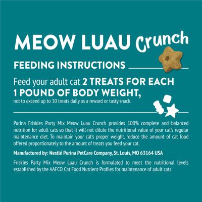 Party Mix Meow Luau Crunch Flavor Crunchy Cat Treats, 2.1-oz bag