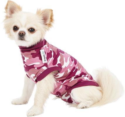 Traje de recuperación para perros, camuflaje rosa, talla mediana