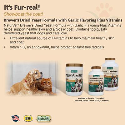 Brewers Dried Yeast Skin & Coat Supplement Tablets for Dogs & Cats, 100 count