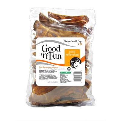 Masticables para perros de chips de cuero crudo con sabor a carne, bolsa de 1 lb