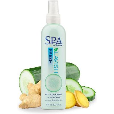 Colonia en aerosol para perros Spa Fresh, aroma lujoso a avena y pepino, botella de 237 ml