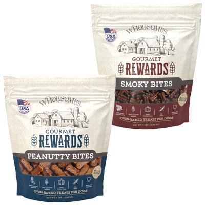 Bundle: Wholesomes Rewards Smoky Bites Biscuit + Rewards Peanutty Bites Biscuit Dog Treats