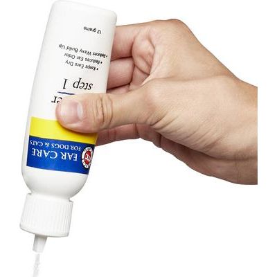 Paso 1 Cuidado del oído, polvo para oídos para perros y gatos, frasco de 12 g, paquete de 2